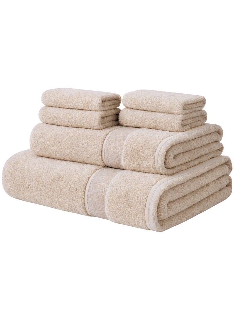 ATEN Homeware Egyptian Cotton 6 Piece Bath Towel Set - 1 Large Bath Towel (70 x 140 cm), 1 Hand Towel (40 x 70 cm) and 4 Face Towels (30 x 30 cm) - Ultra Soft & Highly Absorbent, OEKO-TEX Certified, Made in Egypt (Café) - Image 1